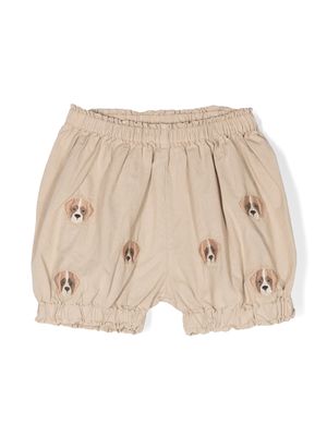 Donsje embroidered dog-design casual shorts - Neutrals