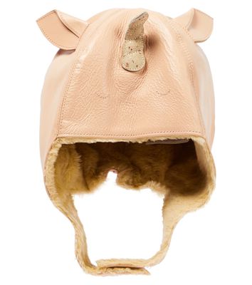 Donsje Kapi Unicorn faux fur and leather hat