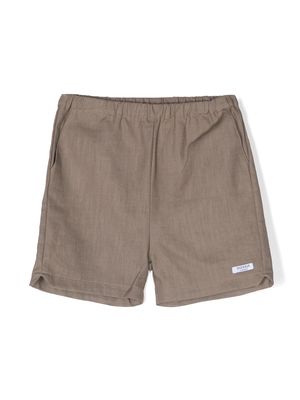 Donsje logo-patch linen shorts - Brown