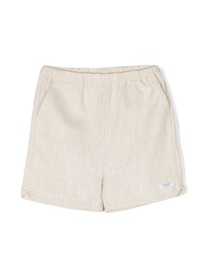 Donsje logo-patch linen shorts - Neutrals