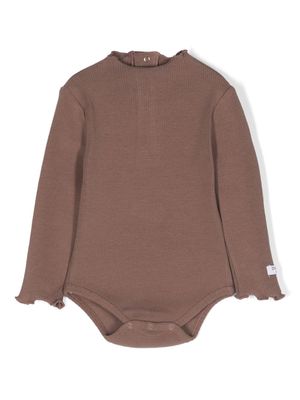 Donsje logo-patch ribbed-knit bodysuit - Brown