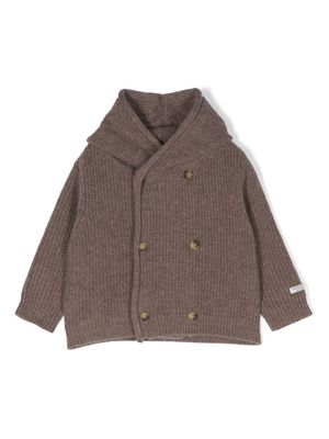 Donsje logo-tag ribbed-knit jacket - Brown