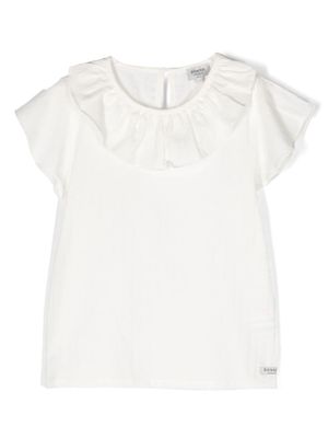 Donsje ruffle-collar cotton T-shirt - White