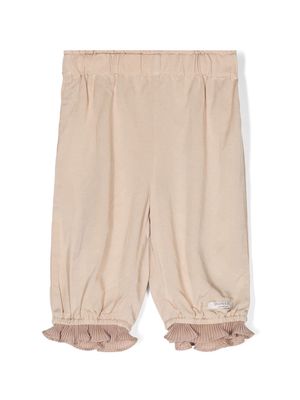 Donsje ruffled-trim twill trousers - Neutrals