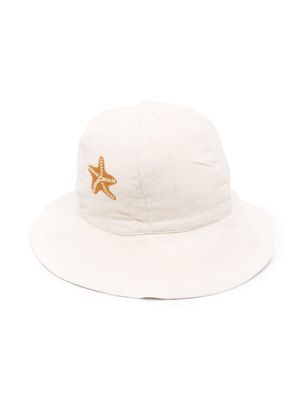 Donsje starfish embroidered organic cotton hat - Neutrals