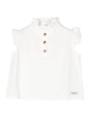 Donsje Teffi ruffled cap-sleeve cotton blouse - White