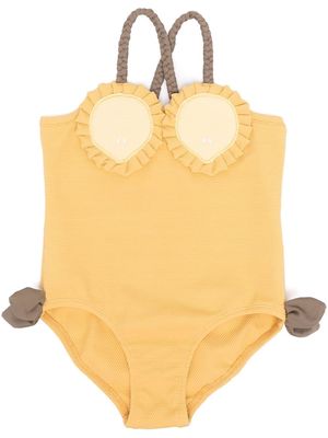 Donsje Uty apple-appliqué swimsuit - Yellow