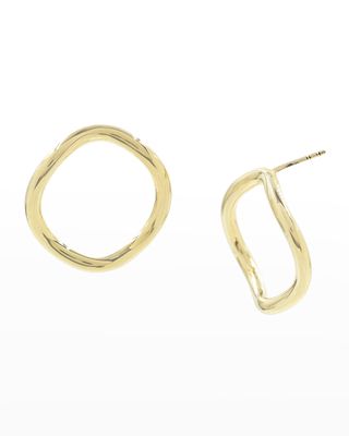 Donut 14k Gold Wave Stud Earrings