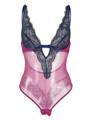 Dora Larsen Brea lace underwired bodysuit - Pink