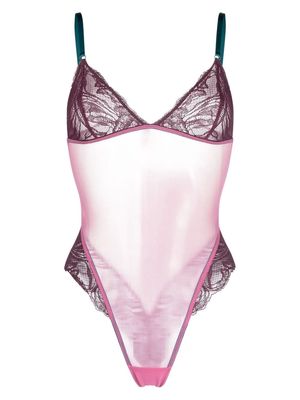Dora Larsen Clementine lace-panel sheer bodysuit - Pink