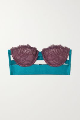 Dora Larsen - Clementine Recycled Lace Satin Underwired Strapless Bra - Purple