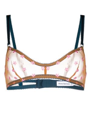 Dora Larsen floral-embroidery unlined bra - Brown