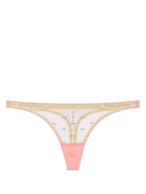 Dora Larsen Jaime embroidered-design thong - Pink