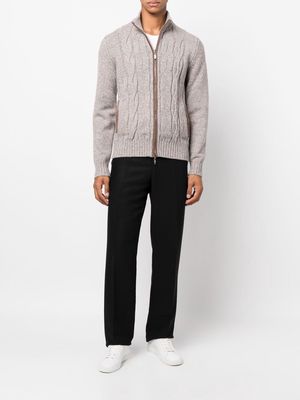 Doriani Cashmere cable-knit zipped cashmere sweater - Neutrals