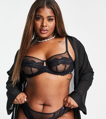 Dorina Curve Icon nylon blend mesh non padded bra in black - BLACK