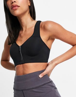Dorina Defender micro lightly padded zip front sports bra in black - BLACK