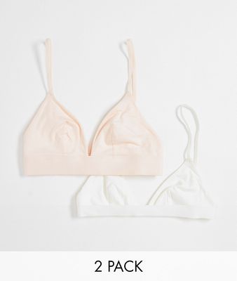 Dorina Lila 2 pack triangle bralettes in pink and ivory - MULTI