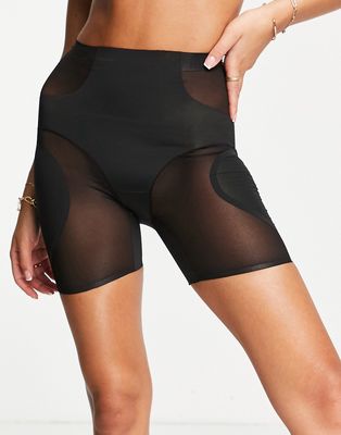 Dorina Skin Skulpt nylon blend mesh and micro high waist shaping shorts in black - BLACK