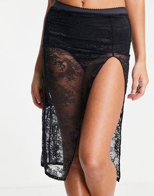 Dorina x RAYE Regardless satin and lace skirt in black