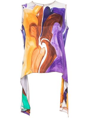 Dorothee Schumacher abstract-print handkerchief hem silk blouse - Purple