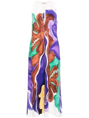 Dorothee Schumacher abstract-print sleeveless linen maxi-dress - Purple