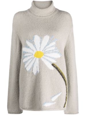 Dorothee Schumacher floral-embroidery ribbed jumper - Grey