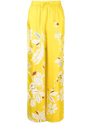 Dorothee Schumacher floral-print drawstring silk trousers - Yellow