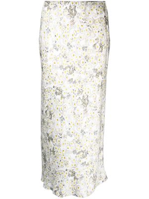Dorothee Schumacher floral-print satin-finish midi skirt - White