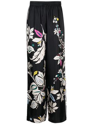 Dorothee Schumacher floral-print silk drawstring trousers - Black