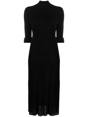 Dorothee Schumacher funnel-neck plissé midi dress - Black