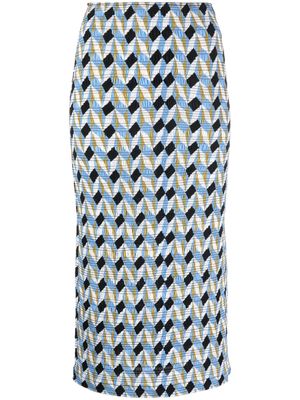 Dorothee Schumacher geometric-print crepe midi skirt - Blue