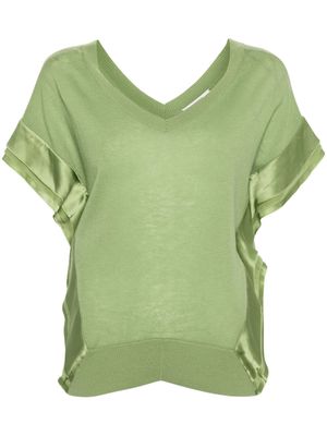 Dorothee Schumacher glossy-appliqué short-sleeved knitted top - Green
