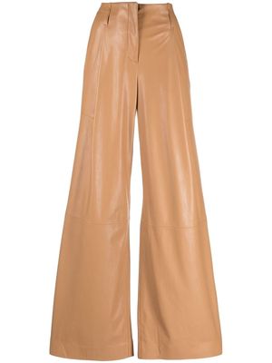 Dorothee Schumacher high-waist faux-leather wide trousers - Brown