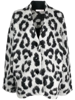 Dorothee Schumacher leopard-print knitted cardi-coat - Grey