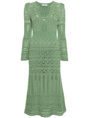 Dorothee Schumacher long-sleeved A-line crochet midi-dress - Green