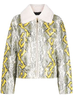 Dorothee Schumacher python-print leather cropped jacket - Yellow