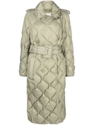 Dorothee Schumacher quilted belted-waist trench coat - Green