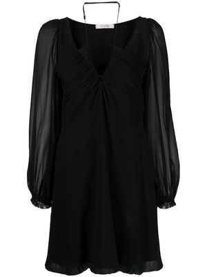Dorothee Schumacher sheer-sleeve V-neck minidress - Black