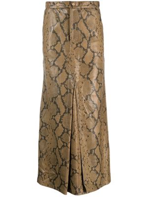 Dorothee Schumacher snakeskin-effect leather long skirt - Neutrals
