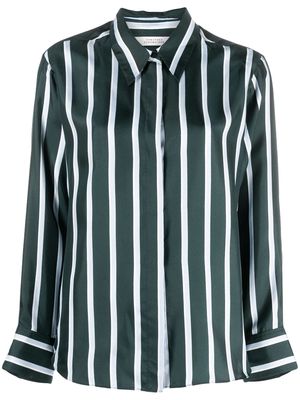 Dorothee Schumacher striped long-sleeve silk shirt - Green