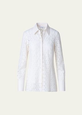 Dot Guipure Lace Collared Blouse