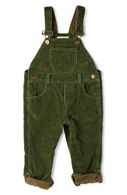 DOTTY DUNGAREES Kids' Cotton Wide Wale Corduroy Overalls in Khaki Green