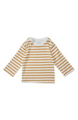 DOTTY DUNGAREES Kids' Stripe Long Sleeve Cotton T-Shirt in White/Ochre
