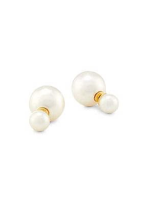 Double 14K-Gold-Plated & Round Faux-Pearl Earrings