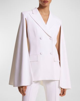 Double-Breast Crepe Sable Cape Jacket