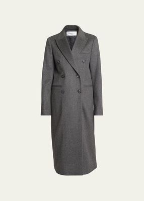 Double-Breast Tailored Slim Wool Coat