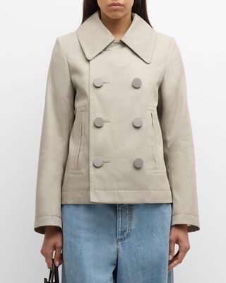 Double-Breasted Cotton Twill Caban Jacket