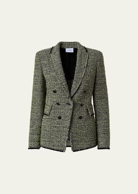 Double-Breasted Illusion Tweed Blazer Jacket