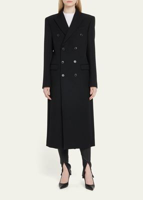 Double-Breasted Long Wool Coat