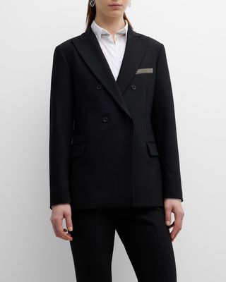 Double-Breasted Stretch Wool Blazer